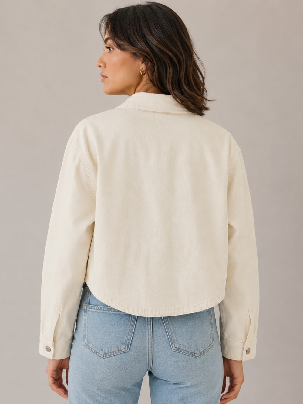 Z Supply Women's Cropped Cream Denim Jacket - NWT - Picture 4 of 10